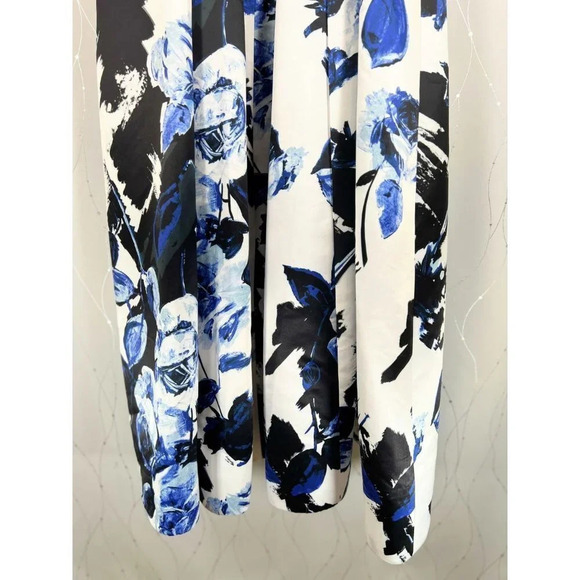 Aidan Mattox Blue White Floral Satin Ball Gown $398 - Picture 9 of 12